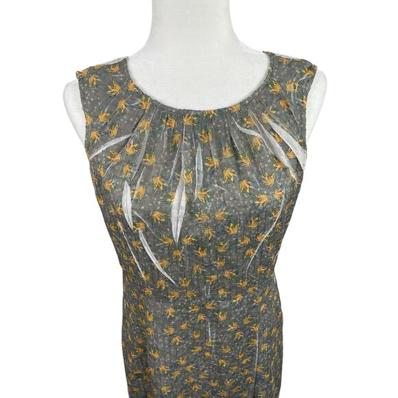 Cotélac France Floral Sheath Dress Botanical Sleeveless Prairie Coquette Sz 2 - Picture 4 of 16